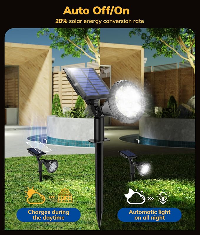 Solar Spot Lights for Outside, 21 LED Outdoor Solar Lights for Yard, 6 Pack - Image 2