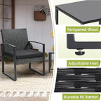 3 Piece Wicker Patio Bistro Set, Rattan Conversation Set - Image 5
