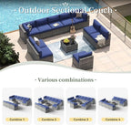 Aoxun 11 Piece Patio Furniture Set Wicker Rattan Patio Conversation Set Outdoor - Image 5