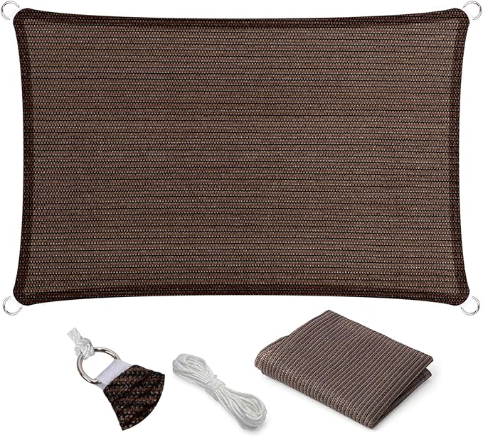 Eden's Decor Straight Flat-Edged Sun Shade Sail Rectangular 8' x 20' Brown by EdensDecorInc