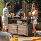 VINGLI Wicker Outdoor Bar Cart - Image 8