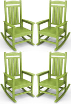 KINGYES HDPE Outdoor Rocking Chair Set of 4, All-Weather Poly Patio Rocking by KINGYES