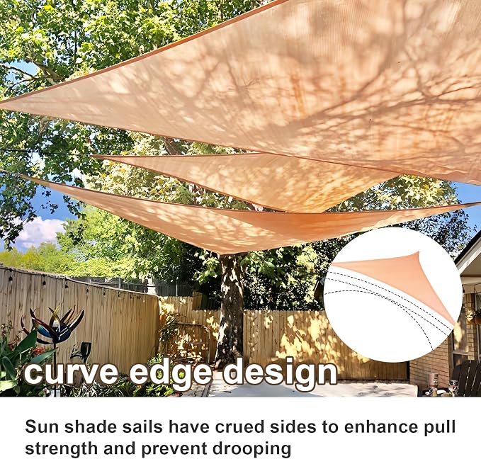 SUNLAX Sun Shade Sail 10' x 12' x 15.6' Peach Fuzz Rectangle Canopy Sail Shade - Image 2