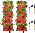GameXcel Vertical Planter 6 Tier Stackable Planters Garden Planters Strawberry by GameXcel