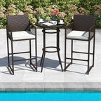 Tangkula 3 Piece Patio Bar Set, Outdoor Heavy Duty Wicker Bar Height Table & 2 - Image 3
