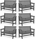 SERWALL Outdoor Bench, HDPE Outdoor Benches Weatherproof, 2-Person Garden Bench by SERWALL