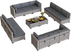 12-Seat Modular Patio Furniture Set – Outdoor Wicker Sectional Sofa - Image 9