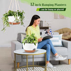 Hanging Planters for Outdoor Indoor Plants, 2 Pack 12 Inch Hanging Basket - Image 5