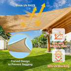 SUNLAX Sun Shade Sail 7' x 13' x 14.8' Sand Rectangle Canopy Sail Shade Cover - Image 4