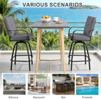 Patio Swivel Bar Stools Set of 2, Outdoor Bar Height Swivel Chairs - Image 7