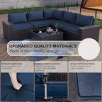 Kullavik 6PCS Outdoor Patio Furniture Set PE Wicker Rattan Sectional Sofa Patio - Image 3