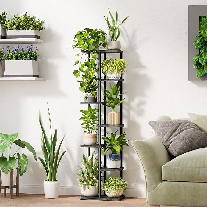 Bamworld Tall Plant Stand Indoor, Corner 7 Tier Metal Plant Shelf - Image 3