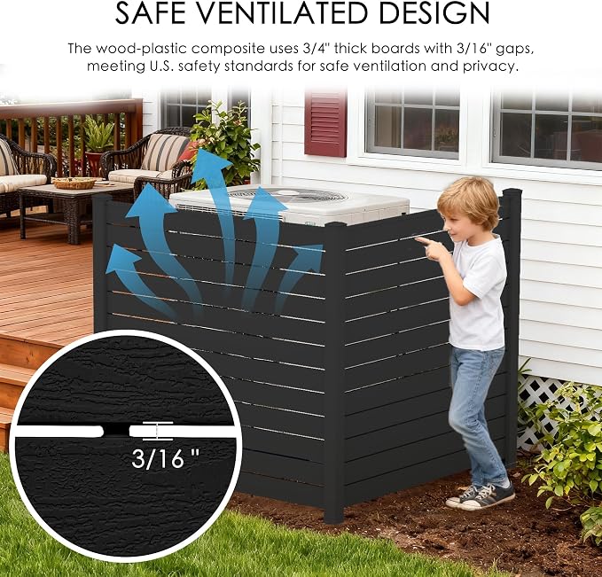 Kozyard 50" W x 48" H Outdoor Privacy Screens Aluminum Post, Air Conditioner - Image 2