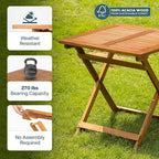 IDZO Legolas FSC Acacia Wooden Folding Table, Heavy Duty 270lbs Capacity - Image 4
