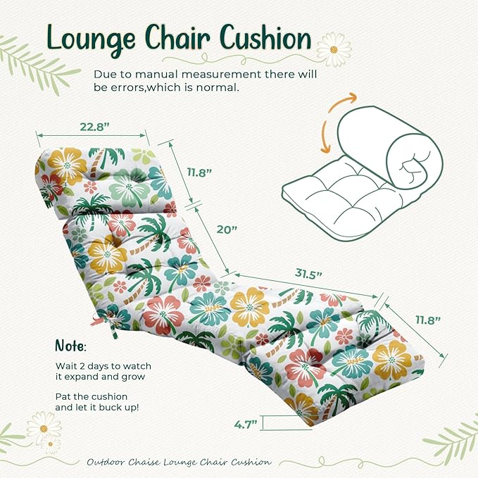 4 Pack Outdoor Chaise Lounge Chair Cushion 75.1 x 22.8 x 4.7 Inches 100% - Image 3