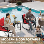 Devoko 3 Piece Rocking Bistro Set Wicker Patio Outdoor Furniture Porch Chairs - Image 2