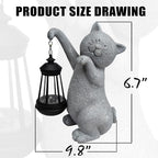 Cat Solar Garden Statues, Resin Cat Figurine Decorations - Image 2