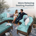 PHI VILLA 10-Piece Wicker Patio Furniture Set, Outdoor Half-Moon Curved - Image 3