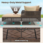 Tangkula Outdoor Rattan Double Daybed, Boho Wicker Chaise Lounge - Image 9