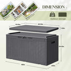 Greesum 100 Gallon Resin Deck Box Large Outdoor Storage - Image 4