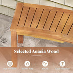 Tangkula Outdoor Curved Bench, Acacia Wood Fire Pit Bench w/Slatted Seat - Image 5