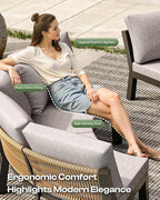 Outdoor Patio Sectional Modular Sofa, Aluminum 1 Piece Curved Patio Couch - Image 5