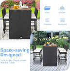 Tangkula 5 Piece Patio Wicker Bar Set, Patiojoy Outdoor Acacia Wood Bar Height - Image 6