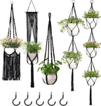 Mkono Macrame Plant Hangers, 5 Pack Different Tiers Indoor Hanging Planters by Mkono