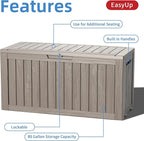 EasyUp 85 Gallon Outdoor Storage Box, Resin Waterproof UV-Resistant Deck Box - Image 3