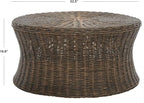 SAFAVIEH Home Collection Ruxton Dark Brown Rattan Round Coffee Table Ottoman - Image 3