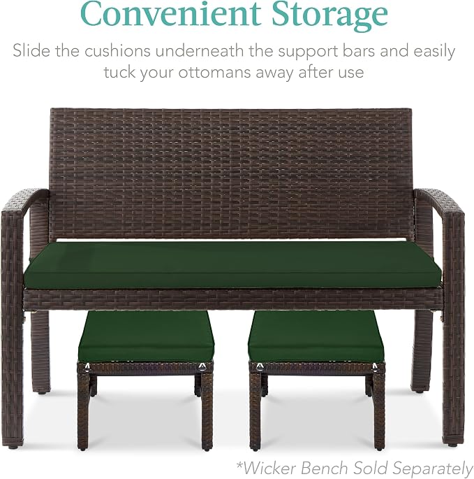 Best Choice Products Set of 2 Wicker Ottomans, Additional Seating, Side Table - Image 5
