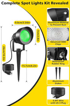 T-SUN Green Spotlight Outdoor, Waterproof LED Landscape Lighting - Image 3