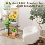 LASZOLA Black 5 Tier Wood Tall Plant Stand Indoor - Image 8
