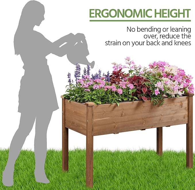 Yaheetech 1pc Raised Garden Bed 48x24x30in Elevated Wooden Horticulture Planter - Image 7
