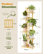 Bamworld Bamboo Plant Stand Indoor 6 Tiered Plant Shelf Outdoor Corner Plant - Image 6