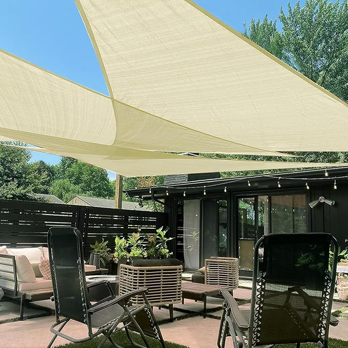 LOVE STORY Custom Size 8'x8'x8' Butter Cream Sun Shade Sail Triangle Sunshade by LOVESTORY