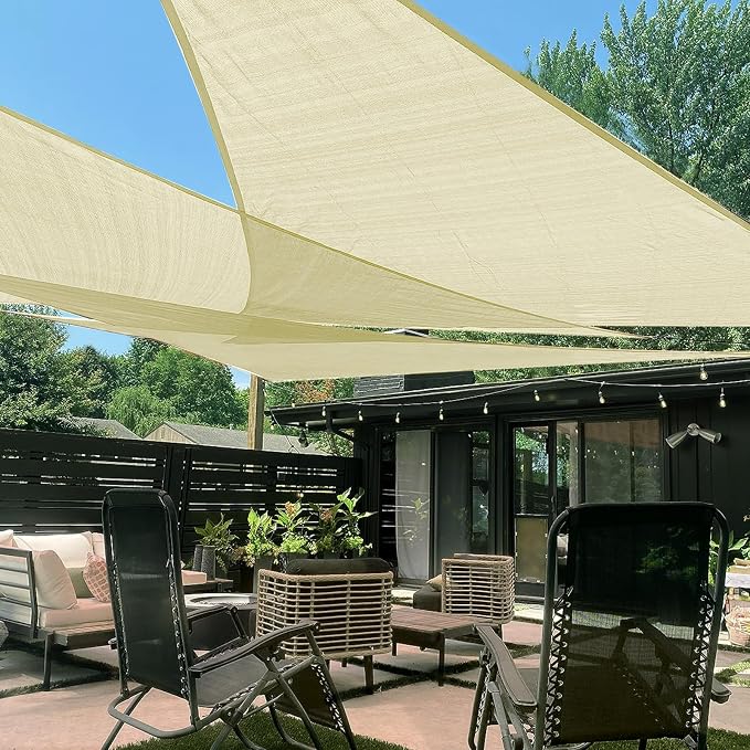 LOVE STORY Custom Size 8'x10'x12.8' Butter Cream Sun Shade Sail Right Triangle by LOVESTORY