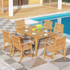 PHI VILLA 7 Pieces Acacia Wood Outdoor Dining Set - Image 7