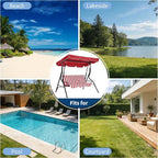 Outdoor Porch Swing Chair with Adjustable Canopy & Striped Seat Cushion - Image 7