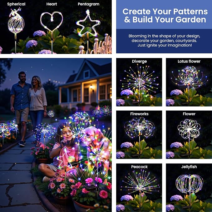 Solar Lights Outdoor, 120LED 6pack Fairy Garden Lights Decor - Image 5