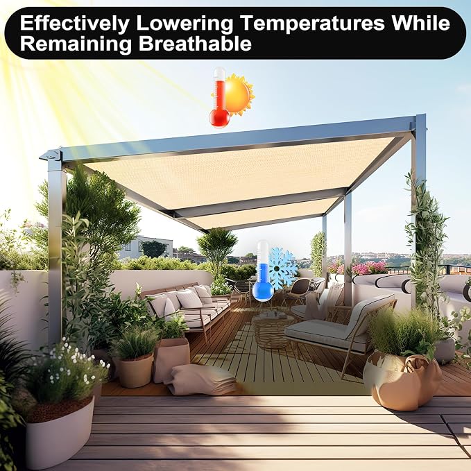 Artpuch 90% Sun Shade Cloth, 6 x 8 FT Pergola Shade Cover Canopy - Image 6