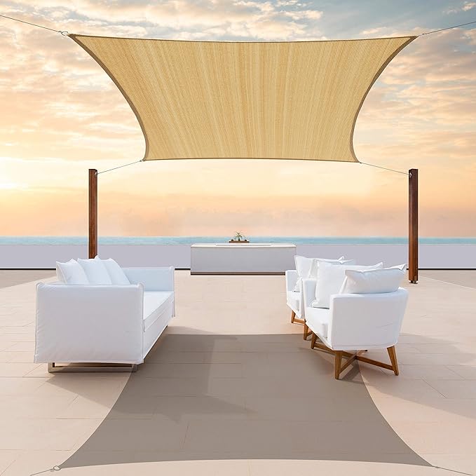 ColourTree TAPR1616 Custom Size 16' x 18' Sand Beige Sun Shade Sail Canopy UV by ColourTree