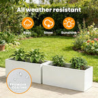 Metal Rectangular Planter Galvanized Steel Rectangle Planter White Planters Box - Image 5