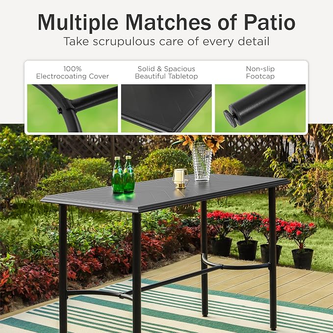 PHI VILLA 5 Piece Patio Bar Set, Outdoor Bar Table and Chairs Set, Strong and - Image 8
