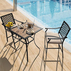 Tangkula 3 Piece Patio Bar Bistro Set, Outdoor Bar Height Stool & Table - Image 2