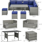 Outsunny Wicker Outdoor Patio Furniture Set, L-Shaped 7 Piece Outdoor Dining - Image 7