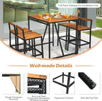 Tangkula 5-Piece Outdoor Acacia Wood Bar Table Set, Bar Height Outdoor and - Image 7