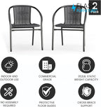 Flash Furniture Lila 2 Pack Gray Rattan Indoor-Outdoor Restaurant Stack Chair - Image 4