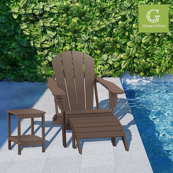 GREENVINES Adirondack-Outdoor-Side-Table | Set of 2 | Wood Grain | 14 x 13 - Image 2