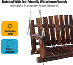 5FT Rustic Log Wooden Porch Swing, Heavy-Duty 900 LBS, Outdoor Hanging Bench - Image 5